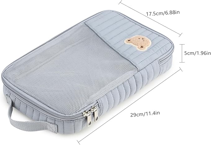 MOMIGO Baby Diaper Bag Organizer Pouches - 2 Pack Waterproof Pod Hanging Diaper Bag Cute Rabbit Bear Mesh Bag Reusable, Washable or Baby Cloth Diapers (Blue)