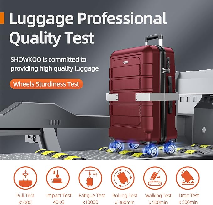 SHOWKOO Luggage Sets 3 Piece Expandable 100% PC Durable Hardshell Suitcase with Wheels TSA Lock Lightweight Luggage Wine Red