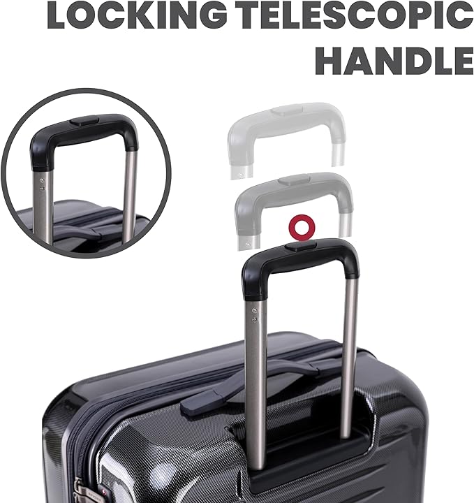 Spyder Rails Expandable Hardside Upright Suitcase with 360° Spinner Wheels, TSA Approved Lock (Black, Large Checked)