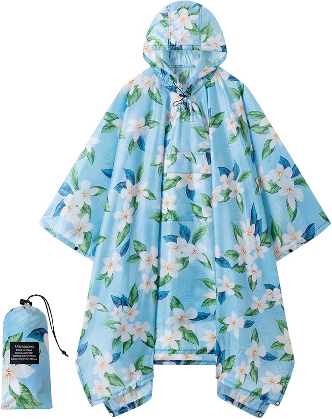 Hooded Rain Poncho for Adults - Waterproof Rain Coat and Lightweight Jacket 3-in-1 Multi-Function with Pockets