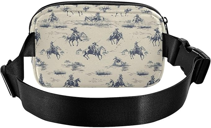 Western Cowboys on Horses-1 Fanny Pack for Women Men Water Resistant Fashion Waist Packs with Adjustable Strap Belt Bag for Travel Workout Jogging Hiking 21217630
