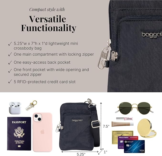Baggallini Women's Securtex Anti-theft Activity Crossbody Bag