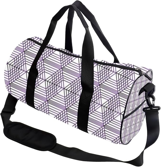 Classic Geometric Motif Easy Clean Gym Duffle Bag For Men Women Oxford Tote Bags Adjustable Shoulder Strap, Convertible Carry Backpack Goth Gym Bag For Weekend Ballet Accessories Women