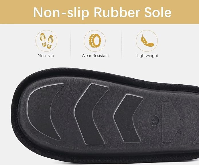 ONCAI Men's House Slippers Memory Foam Slip-On Warm Cozy Scuff Home Bedroom Shoes with Indoor/Outdoor Rubber Soles US Size 7-15