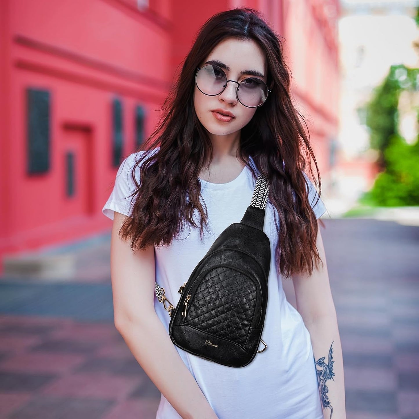 Crossbody Bags for Women Anti Theft Small Sling Handbag with Zipper Lock Vegan Leather RFID Blocking Chest Pure