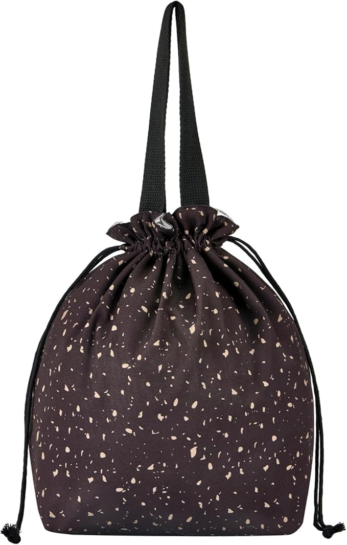 Reusable Small Lunch Bag,Drawstring Lunch Bag,Insulated Handbag Tote bag with Handle (Starry Night Black)