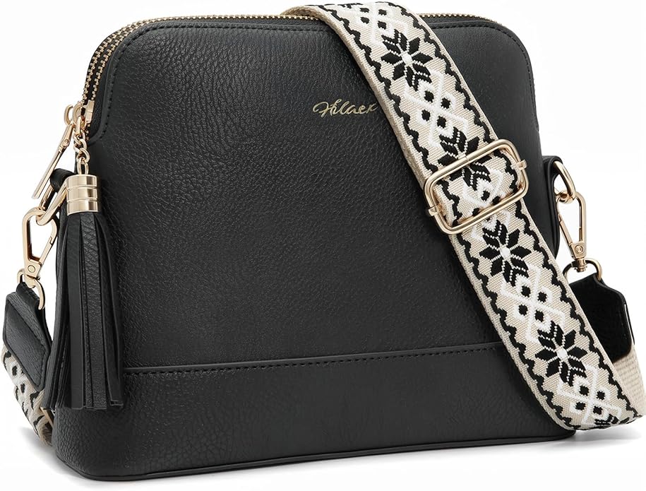Women's Leather Crossbody Bags Anti Theft Purses RFID Blocking Handbags Trendy Travel Adjustable Strap Tassel