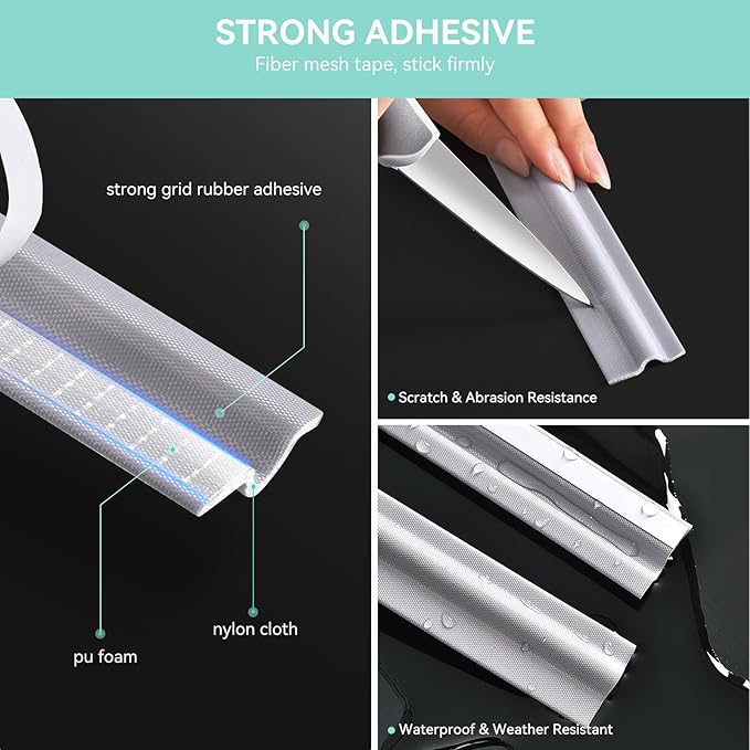 2 Pcs Draft Stopper Sweep, MOPMS Door Weatherproofing Stripping, Window Seal Strip Self-Adhesive Soundproof Seal Strip Cuttable Window Weather Stripping, Length 13.12Ft (2 Pcs x 6.56Ft)