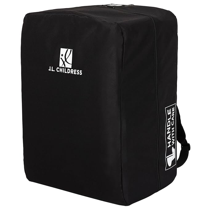 J.L. Childress Travel Bag for Doona & Evenflo Shyft Dualride - Travel Bag for Airplane, Fits Most Infant Car Seats, Airport Accessories for Gate or Baggage Check, AirTag Compatible - Elite, Black