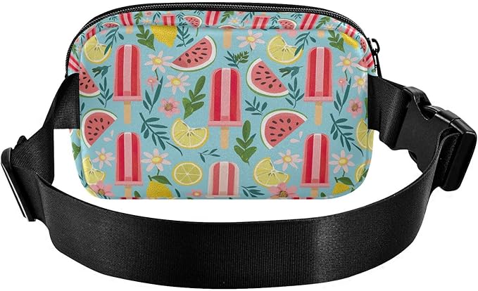 Watermelon Lemon Ice Cream Fanny Pack for Women Men Water Resistant Fashion Waist Packs with Adjustable Strap Belt Bag for Travel Workout Jogging Hiking 21220408