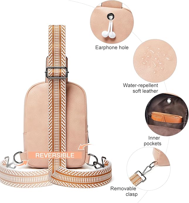 Sling Bag For Women Faux Leather Small Casual Daypack Backpack Fanny Pack Crossbody Chest Bags Purse