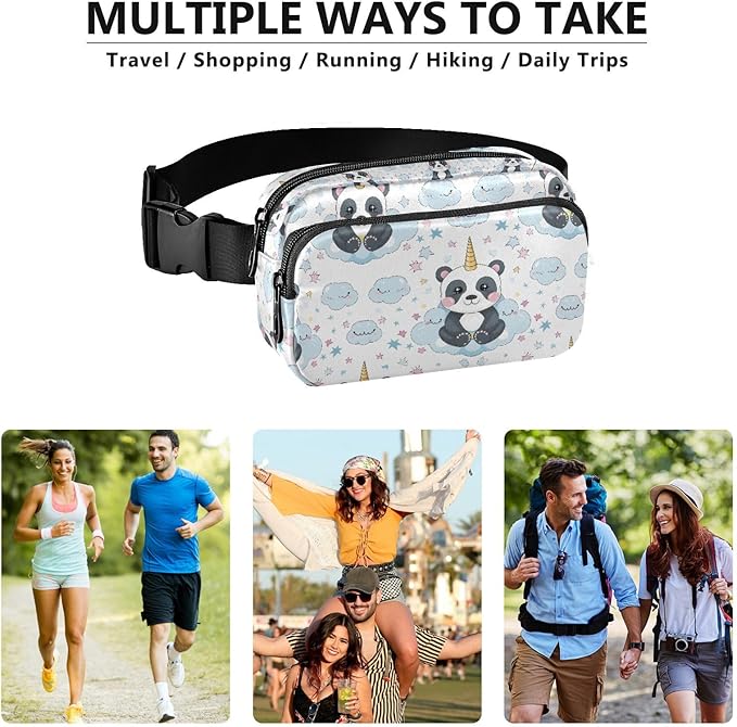 Kawaii Panda Unicorn Fanny Pack for Women Men Water Resistant Fashion Waist Packs with Adjustable Strap Belt Bag for Travel Workout Jogging Hiking 21219077