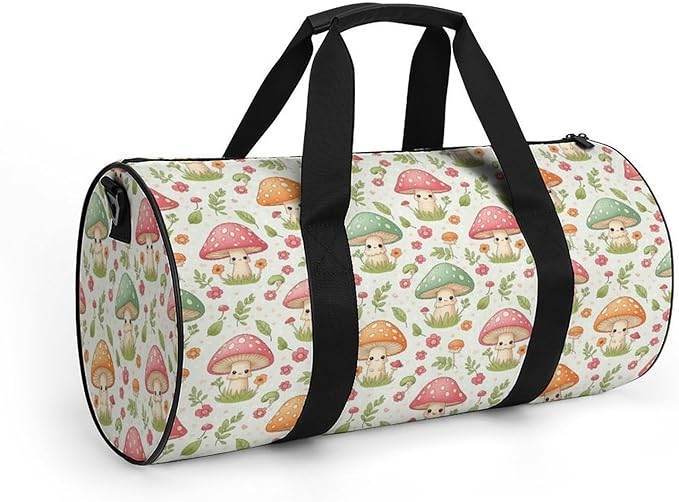 Travel Duffle Bag Pink Mushroom Carry On Weekender Bags Workout Lightweight Duffel Bags for Men and Women