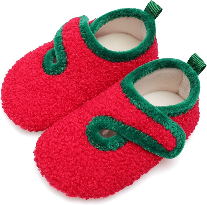 XIHALOOK Toddler Boys Girls House Slippers with Microfleece Lining Cozy Household Shoes Non-slip for Kids