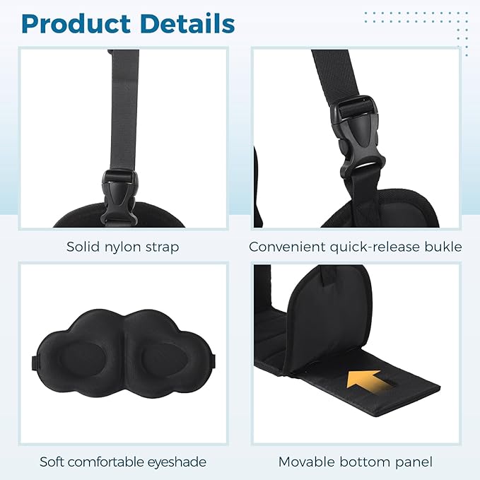 2 PCS Foot Hammock for Plane Travel with 2 Eyeshades, Plane Foot Hammock, Under Desk Foot Hammock for Office, Adjustable Length and Portable Design, No Collapse with Bamboo Board Support