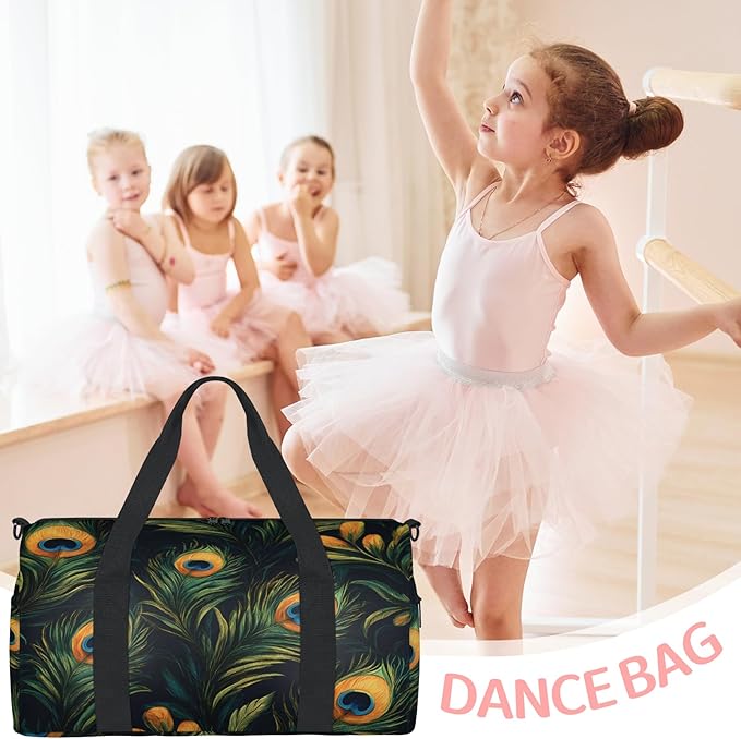Peacock Feather Design Travel Duffle Bag for Women Men, Overnight Weekender Bag, Carry on Tote for Sport Gym