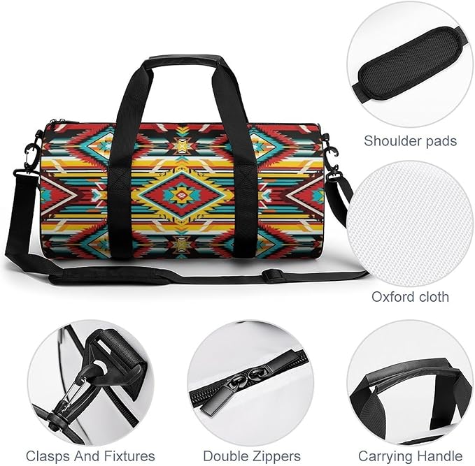 Weekender Carry on Beach Yoga Bag Sport Gym Fitness Tote Overnight Weekender Travel Bags for Men Women (Southwest Aztec(002))