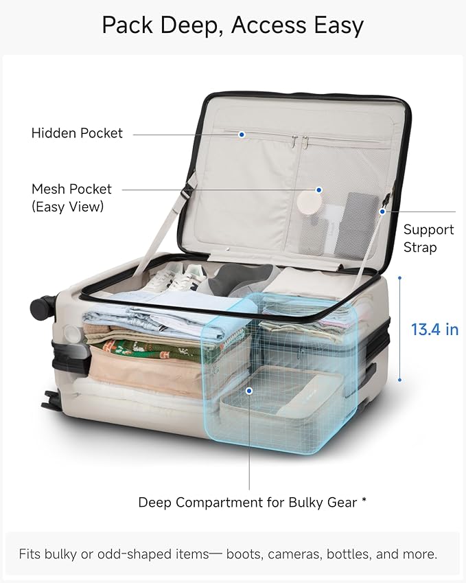 LUGGEX Checked Suitcase Top Opening, FLT and Travel Packing Cubes Bundle – Travel Essentials (FX-Lite, 30 Inch, 105L-115L)