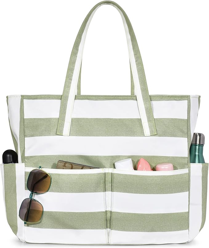 oscaurt Beach Bags for Women Large Waterproof Sandproof Beach Tote Swim Pool Bag with Zipper for Travel Vacation Essentials