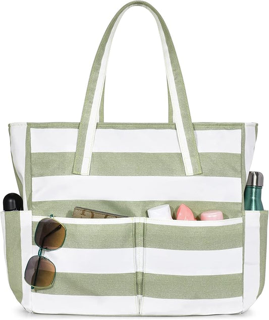 oscaurt Beach Bags for Women Large Waterproof Sandproof Beach Tote Swim Pool Bag with Zipper for Travel Vacation Essentials
