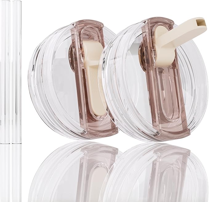 2 Pack Flip Straw Lid for Stanley 40 oz Quencher H2.0 & ProTour (Cream)