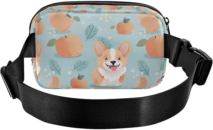 Cute Corgi Peach Fanny Pack for Women Men Water Resistant Fashion Waist Packs with Adjustable Strap Belt Bag for Travel Workout Jogging Hiking 21219743