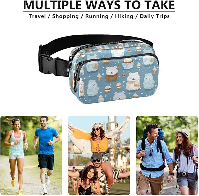 Cute Bear Ice Cream Fanny Pack for Women Men Water Resistant Fashion Waist Packs with Adjustable Strap Belt Bag for Travel Workout Jogging Hiking 21219742