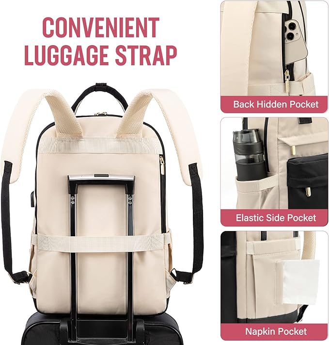 LOVEVOOK Travel Laptop Backpack Women Anti-theft Laptop Bag with USB Port Waterproof Computer Backpack for Nurse College Work