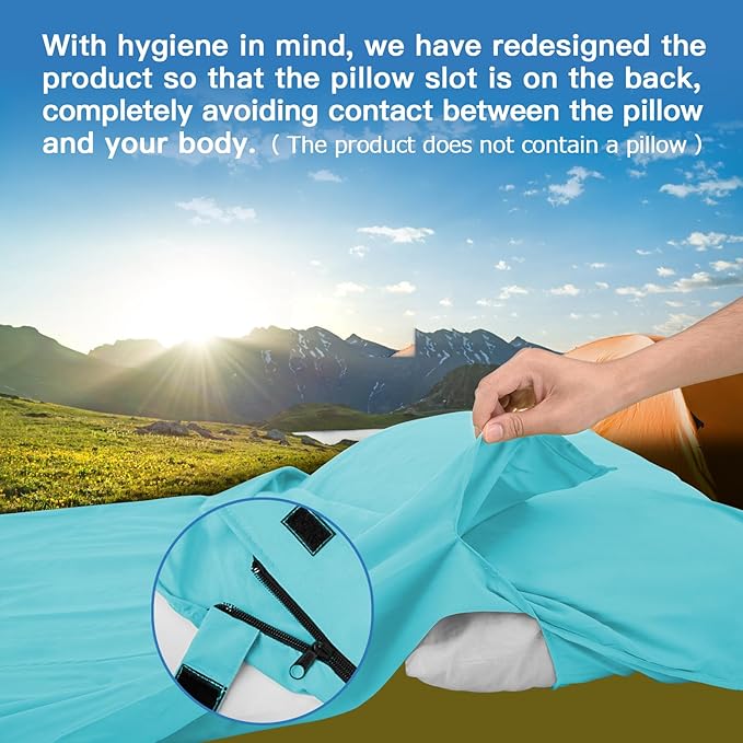 Sleeping Bag Liner, Travel Sheets & Adult Sleep Sack, Ultralight and Portable Summer Sleeping Bag - Ideal for Backpacking, Hotels and Hostels, Business Trips, Camping