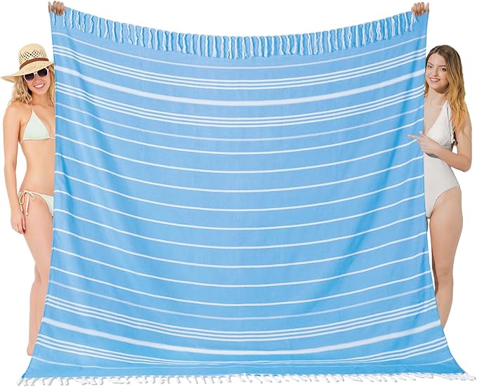 Oversized Turkish Beach Towel Blanket XXL Cotton Sandproof Towels Boho Woven Extra Large Big Sand Free Giant Throw Blankets Huge Quilt XL Picnic Camping Necessities Cloud for Adult Gifts
