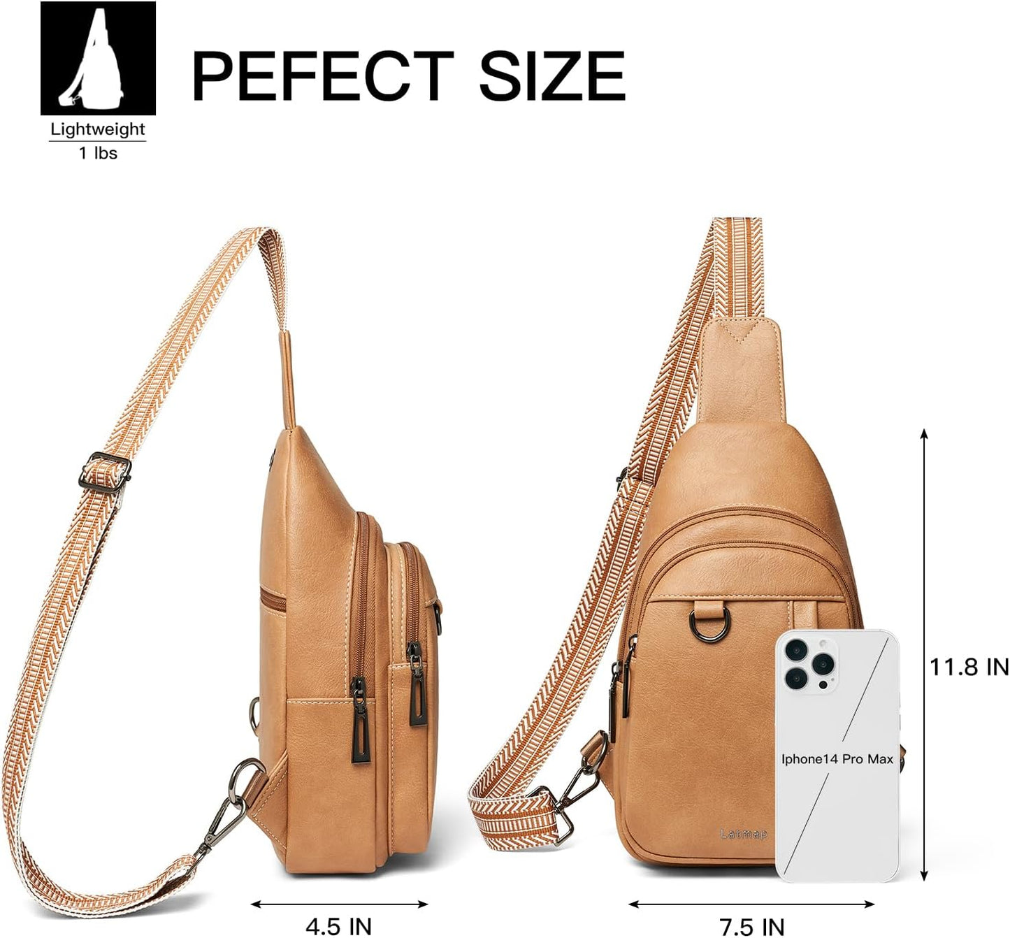 7L Sling Bag for Women Men Leather Small Sling Backpack Daypack Anti Theft Fanny Pack Crossbody Purse Travel