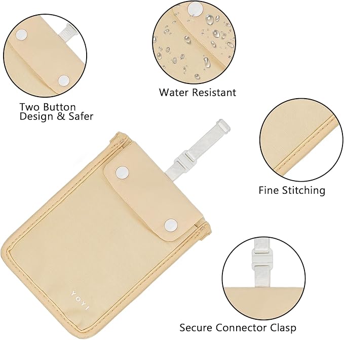 YOYI YOYI RFID Undercover Bra Wallet,Travel Pouch,Secret Pocket - Credit Cards & Money & Valuables with Adjustable,Elastic Strap Suitable for All Bra Sizes Large