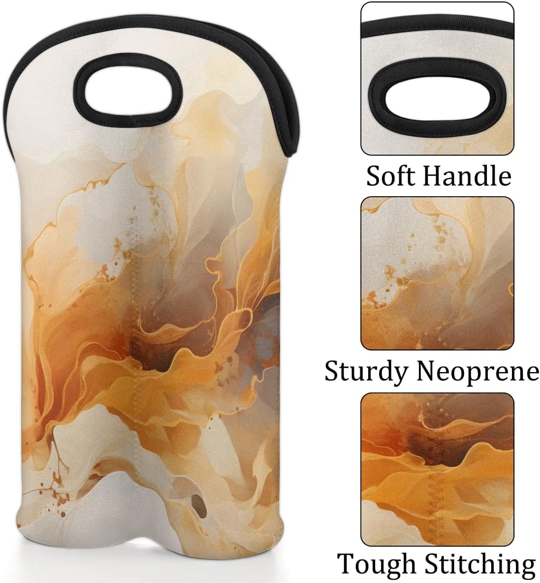 Wine Carrier Tote Personalized Bag for 2 Bottles - Neoprene Wine Bottle Holder with Carry Handle, Wine Protective Bag Insulated Bag Beer Cans Water Bottle Holder for Travel Picnic,Style8