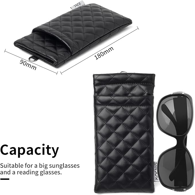 Face Shadow Double Glasses Case Soft Eyeglass Case For Women Men Squeeze Top Sunglasses Case With Cleaning Cloth