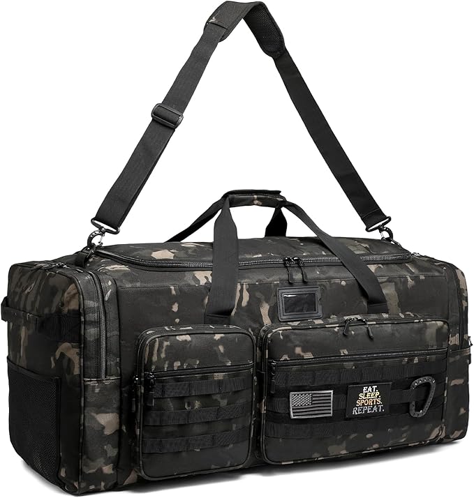 135L Large Duffle Bag, Heavy Duty Duffle Bag for Travel, Extra Large Sports Gym Equipment Bag for Soccer Baseball Basketball Hockey Football, Black CM