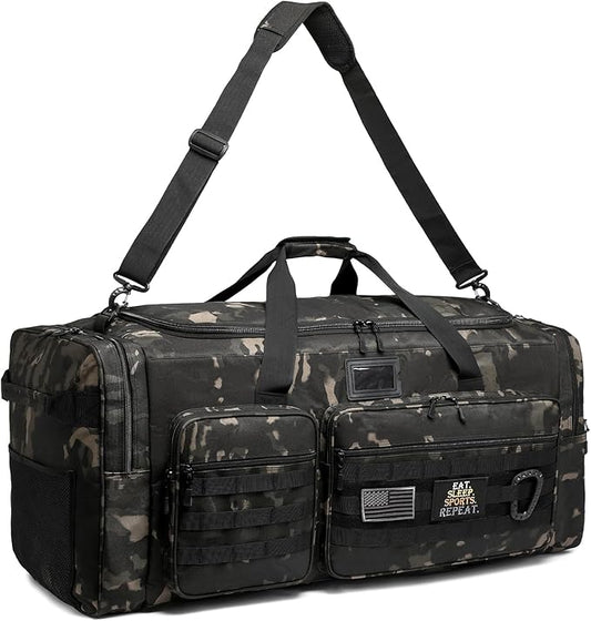 135L Large Duffle Bag, Heavy Duty Duffle Bag for Travel, Extra Large Sports Gym Equipment Bag for Soccer Baseball Basketball Hockey Football, Black CM