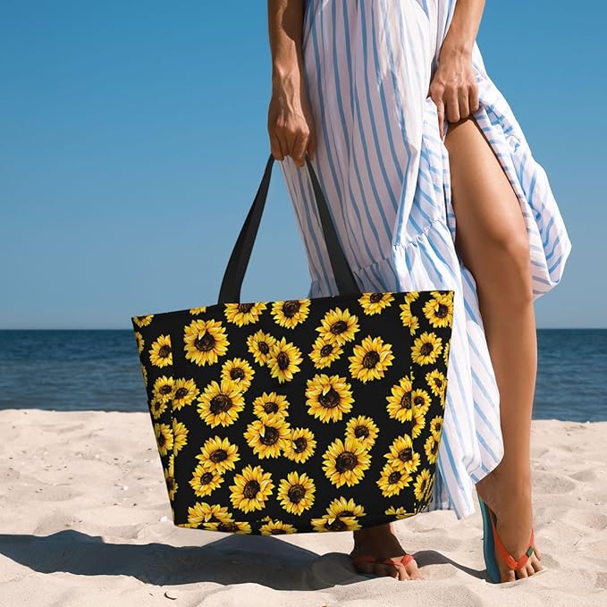 Large Beach Bag for Women Waterproof Foldable Travel Shoulder Tote Bag with Pocket for Weekender Pool Vacation