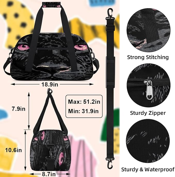 Travel Duffle Bag for travel duffle bag sports Girls Boys Kids Black Animal Cheetah Lightweight Overnight Sleepover Weekender Bags Small Dance Gym Sport Bag Teens Carry-On Size Workout Bag