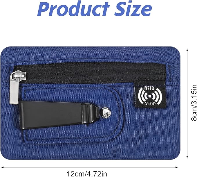 Money Clip, RFID Belt Wallet Travel Wallet Blocking Clip Pocket for Cards Pickpocket Hidden Clips Stash Credit Card Holder Compact Thin Anti-Theft for Traveling(Dark Blue)