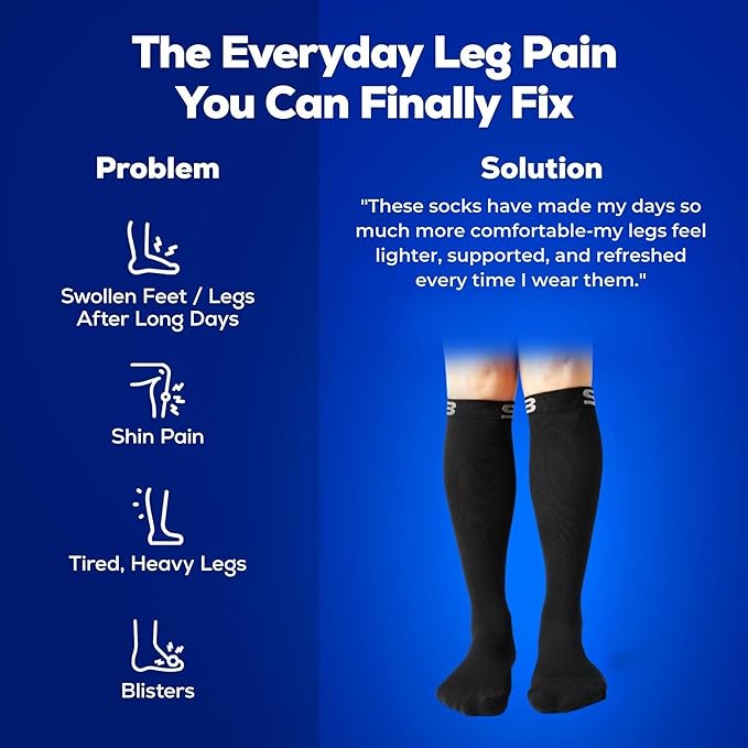 SB SOX Lite Compression Socks for Men & Women (15-20mmHg) – Best Compression Socks for Travel, Sports, and Daily Wear - XXL Sizes too!