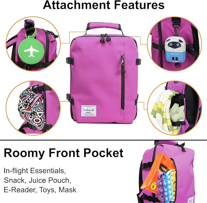 Kids Travel Backpack for Ages 3-6 | Lightweight Suitcase Style Carry-On | 10L Weekender with Tablet Sleeve & Chest Strap | Orchid