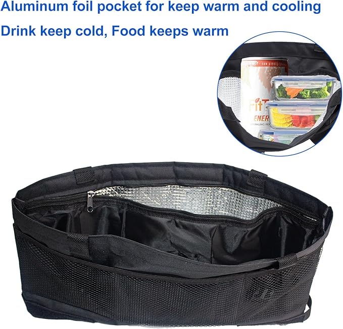 Upgrade Walker Bag with Soft Cooler & Cup Holder,Walker Accessories Walker Bags For Folding Walker,WalkerBaskets,Cup Holder For Walker,Rollator Bag With Cup Holder, Basket For Walker (Black-Upgrade)