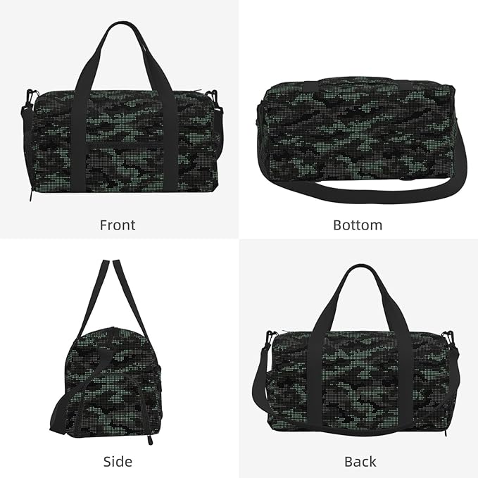 Abstract Dots Camouflage Sports Gym Bag For Men Women Travel Duffel Bag With Shoe Compartment Water Resistant Gym Bag Carry On Duffel Bag For Yoga Gym Sports Weekend Traveling