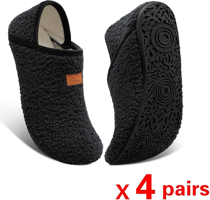 BARERUN Slippers Bulk for Women Men with Rubber Sole Soft-Lightweight House Slipper Socks Wide Barefoot Slippers Around House Shoes Non Slip Indoor/Outdoor