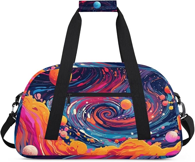 Art Planet Gym Travel Duffle Bag for Women & Men with Front Zipper Pocket for Sports, Overnight, Weekender, Carry On,Workout & Dance Bag,18.9 * 8.7 * 10.6 in