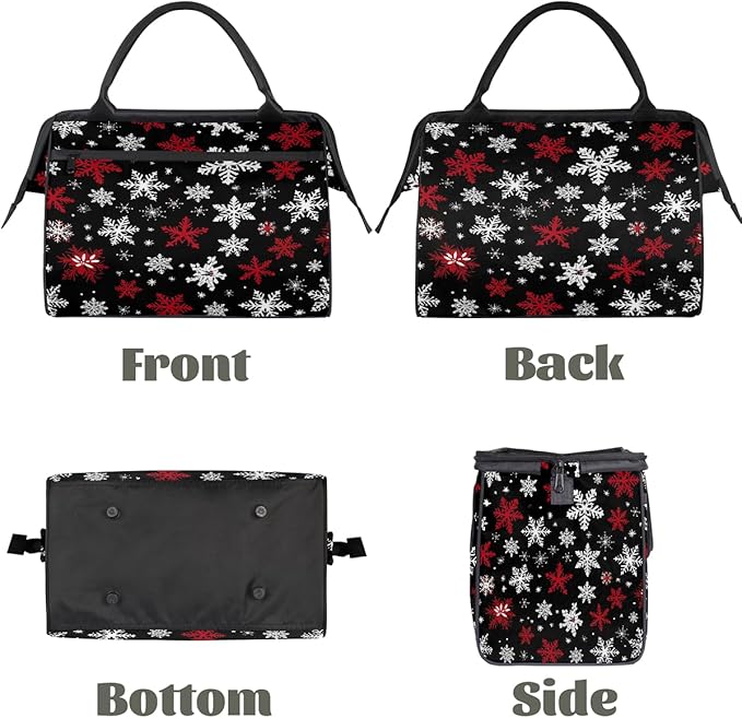 Winter Snowflake Pattern Xmas Overnight Weekender Bags for Women Men, Waterproof Travel Carry On Duffel Bag, Lightweight Sports Gym Bag for Fitness, Workout, Travel