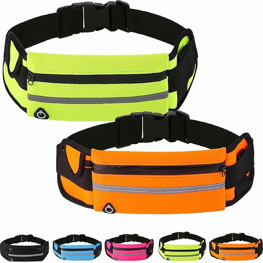 Anti-Theft Invisible Waist Bag, Multifunctional Outdoor Sports Waist Bag with Water Bottle Strap, Lightweight and Waterproof Money Belt (Green+Orange)