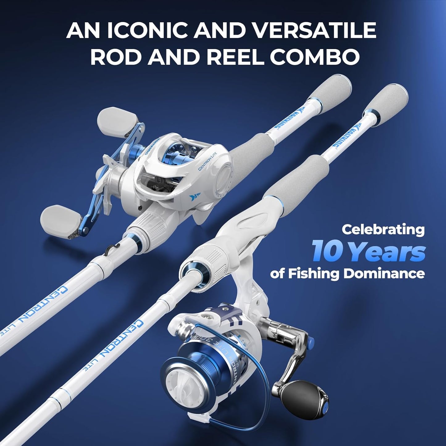 KastKing Centron Lite Fishing Rod and Reel Combo, IM6 Graphite 2Pc Blanks, Stainless Steel Guides with Ceramic Rings, Contoured EVA Handles & Fighting Butt, Split or Full Rear Handle Design, 13 Models