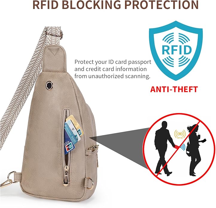 Crossbody Purses Bags for Women Travel, Anti Theft RFID Blocking Sling Chest Bag, Small Vegan Leather Purse for Casual