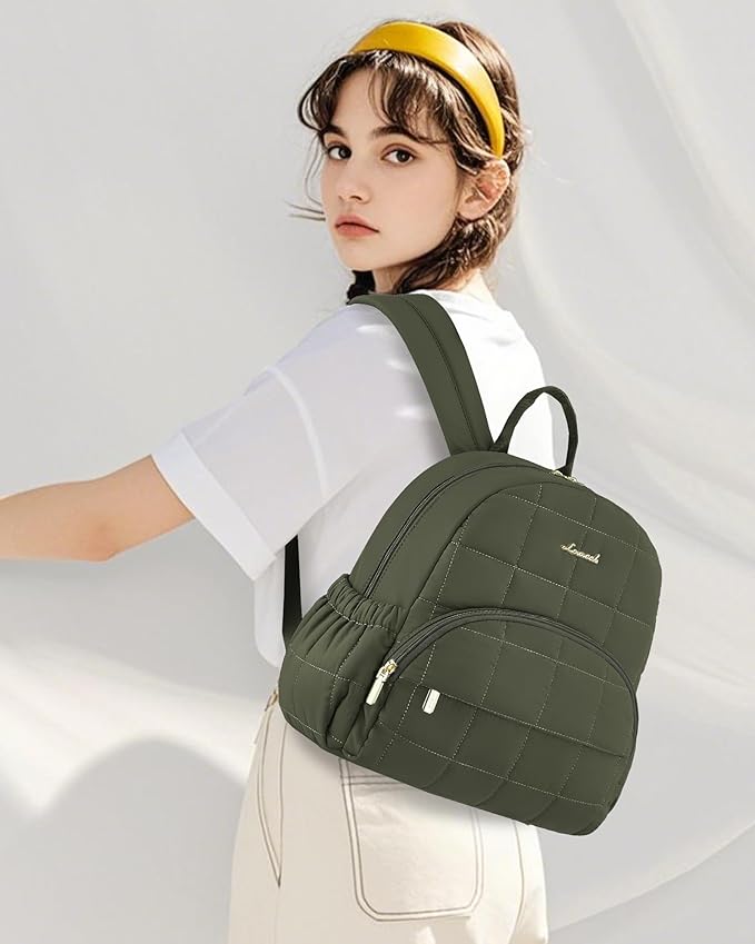 LOVEVOOK Small Backpack Purse for Women, Mini Puffer Backpack with Anti-theft Pocket, Lightweight Quilted Casual Daypack for Daily Work & Travel